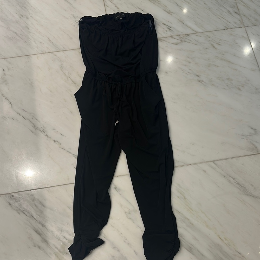Classic Black Strapless Jumpsuit with Tapered Legs